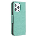 Embossing Two Butterflies Pattern Horizontal Flip PU Leather Case with Holder & Card Slot & Wallet & Lanyard For iPhone 13 Pro(Green)