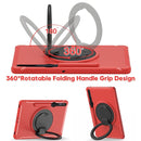 For Samsung Galaxy Tab S8+ / Tab S8 Plus / Tab S7 FE / Tab S7+/S7 FE 12.4 inch T970 Shockproof TPU + PC Protective Case with 360 Degree Rotation Foldable Handle Grip Holder & Pen Slot(Red)