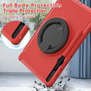 For Samsung Galaxy Tab S8+ / Tab S8 Plus / Tab S7 FE / Tab S7+/S7 FE 12.4 inch T970 Shockproof TPU + PC Protective Case with 360 Degree Rotation Foldable Handle Grip Holder & Pen Slot(Red)