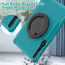 For Samsung Galaxy Tab S8+ / Tab S8 Plus / Tab S7 FE / Tab S7+/S7 FE 12.4 inch T970 Shockproof TPU + PC Protective Case with 360 Degree Rotation Foldable Handle Grip Holder & Pen Slot(Blue)