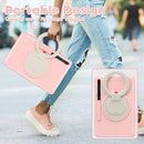 For Samsung Galaxy Tab S8+ / Tab S8 Plus / Tab S7 FE / Tab S7+/S7 FE 12.4 inch T970 Shockproof TPU + PC Protective Case with 360 Degree Rotation Foldable Handle Grip Holder & Pen Slot(Cherry Blossoms Pink)