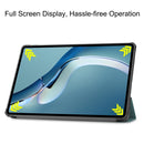 For Huawei MatePad Pro 12.6 2021 Custer Texture Horizontal Flip Leather Case with Three-folding Holder & Sleep / Wake-up Function(Dark Green)