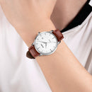 SKMEI 1801 Men Casual Calendar Quartz Watch(Silver White Brown)