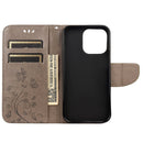 Butterfly Flower Pattern Horizontal Flip Leather Case with Holder & Card Slots & Wallet For iPhone 13(Grey)