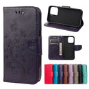 Butterfly Flower Pattern Horizontal Flip Leather Case with Holder & Card Slots & Wallet For iPhone 13(Deep Purple)