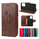 Butterfly Flower Pattern Horizontal Flip Leather Case with Holder & Card Slots & Wallet For iPhone 13 Pro(Brown)