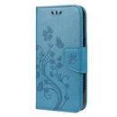 Butterfly Flower Pattern Horizontal Flip Leather Case with Holder & Card Slots & Wallet For iPhone 13 Pro(Blue)