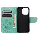 Butterfly Flower Pattern Horizontal Flip Leather Case with Holder & Card Slots & Wallet For iPhone 13 Pro(Green)