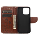 Butterfly Flower Pattern Horizontal Flip Leather Case with Holder & Card Slots & Wallet For iPhone 13 Pro Max(Brown)