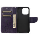 Butterfly Flower Pattern Horizontal Flip Leather Case with Holder & Card Slots & Wallet For iPhone 13 Pro Max(Deep Purple)