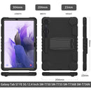 For Samsung Galaxy Tab S7+/ Tab S7 FE / Tab S8+ 3-Layer Protection Screen Frame + PC + Silicone Combination Case with Holder(Black+Black)