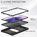 For Samsung Galaxy Tab S7+/ Tab S7 FE / Tab S8+ 3-Layer Protection Screen Frame + PC + Silicone Combination Case with Holder(Black+Black)