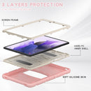 For Samsung Galaxy Tab S7+/ Tab S7 FE / Tab S8+ 3-Layer Protection Screen Frame + PC + Silicone Combination Case with Holder(Cherry Blossoms Pink)