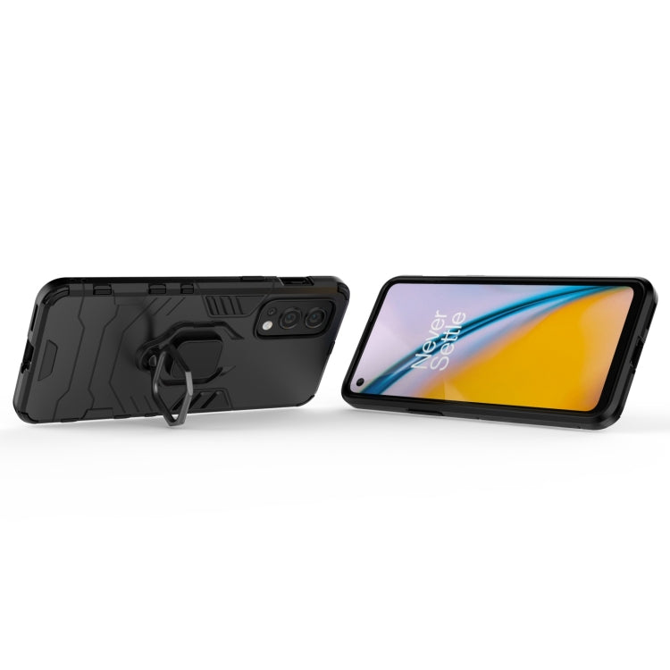 For OnePlus Nord 2 5G PC + TPU Shockproof Protective Case with Magnetic Ring Holder(Black)