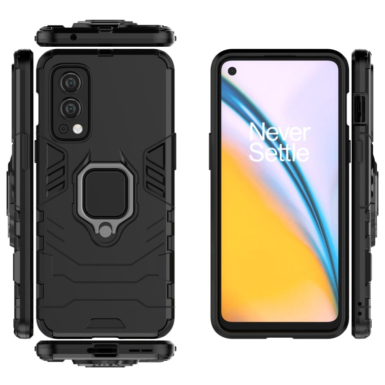 For OnePlus Nord 2 5G PC + TPU Shockproof Protective Case with Magnetic Ring Holder(Black)