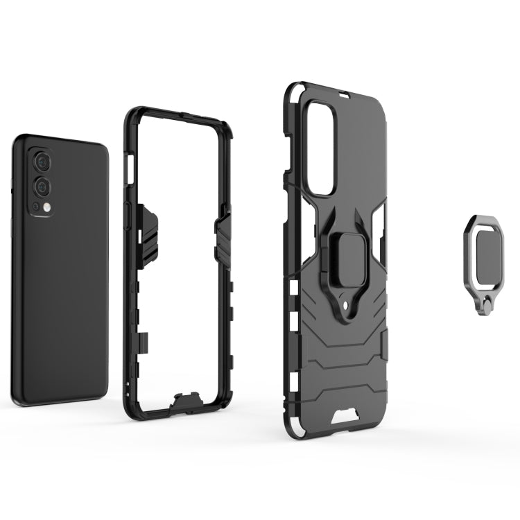 For OnePlus Nord 2 5G PC + TPU Shockproof Protective Case with Magnetic Ring Holder(Red)