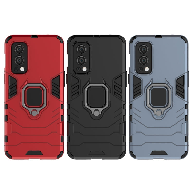For OnePlus Nord 2 5G PC + TPU Shockproof Protective Case with Magnetic Ring Holder(Red)