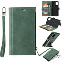 For Samsung Galaxy A51 Side Zipper Back Card Horizontal Flip PU Leather Case with Card Slots & Wallet & Photo Frame & Lanyard(Green)