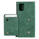 For Samsung Galaxy A51 Side Zipper Back Card Horizontal Flip PU Leather Case with Card Slots & Wallet & Photo Frame & Lanyard(Green)