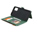 For Samsung Galaxy A51 Side Zipper Back Card Horizontal Flip PU Leather Case with Card Slots & Wallet & Photo Frame & Lanyard(Green)