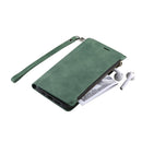 For Samsung Galaxy A51 Side Zipper Back Card Horizontal Flip PU Leather Case with Card Slots & Wallet & Photo Frame & Lanyard(Green)