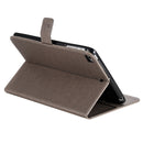 For iPad Mini 2019 & 4 & 3 & 2 & 1 Pressed Printing Woman and Cat Pattern Horizontal Flip Leather Case with Holder & Card Slots & Wallet(Grey)