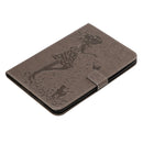 For iPad Mini 2019 & 4 & 3 & 2 & 1 Pressed Printing Woman and Cat Pattern Horizontal Flip Leather Case with Holder & Card Slots & Wallet(Grey)