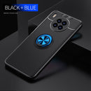For Huawei nova 8i Metal Ring Holder 360 Degree Rotating TPU Case(Black+Blue)