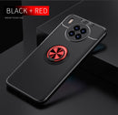 For Huawei nova 8i Metal Ring Holder 360 Degree Rotating TPU Case(Black+Red)