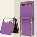 For Samsung Galaxy Z Flip GKK Cross Texture Card Phone Folding Beauty Bag Leather Case(Purple)