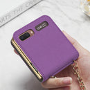For Samsung Galaxy Z Flip GKK Cross Texture Card Phone Folding Beauty Bag Leather Case(Purple)