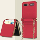 For Samsung Galaxy Z Flip GKK Cross Texture Card Phone Folding Beauty Bag Leather Case(Red)