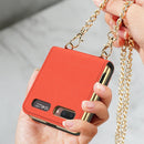 For Samsung Galaxy Z Flip GKK Cross Texture Card Phone Folding Beauty Bag Leather Case(Red)