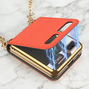 For Samsung Galaxy Z Flip GKK Cross Texture Card Phone Folding Beauty Bag Leather Case(Purple)