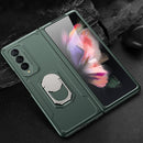 For Samsung Galaxy Z Fold3 5G GKK Foldable Shockproof PC Case with Ring Holder(Dark Green)