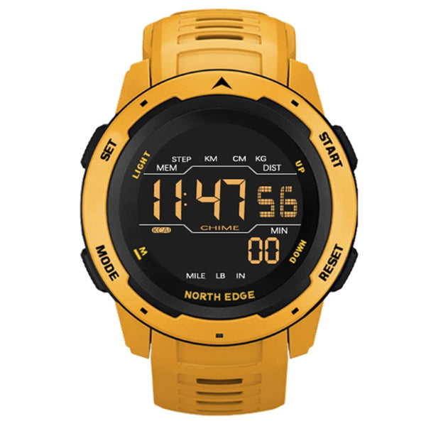 NORTH EDGE Mars Men Luminous Digital Waterproof Smart Sports Watch, Support Alarm Clock & Countdown & Sports Mode(Yellow)