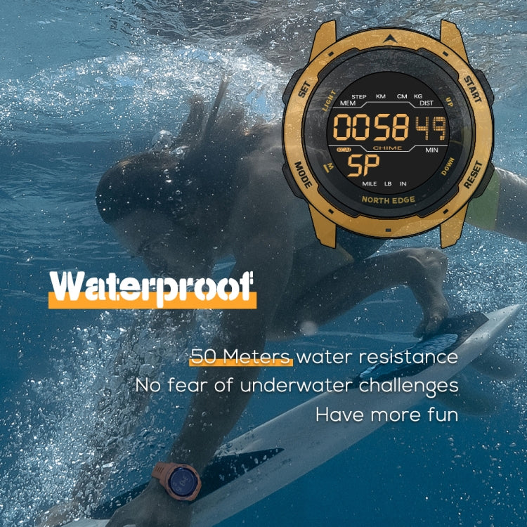 NORTH EDGE Mars Men Luminous Digital Waterproof Smart Sports Watch, Support Alarm Clock & Countdown & Sports Mode(Black)
