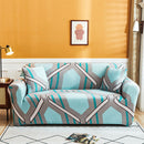 Double Seat Full Coverage Elastic Non-slip Sofa Cover(Geometric Blue)