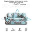 Double Seat Full Coverage Elastic Non-slip Sofa Cover(Geometric Blue)