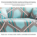 Double Seat Full Coverage Elastic Non-slip Sofa Cover(Geometric Blue)