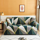 Double Seat Full Coverage Elastic Non-slip Sofa Cover(Geometric Green)