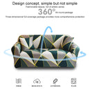 Double Seat Full Coverage Elastic Non-slip Sofa Cover(Geometric Green)