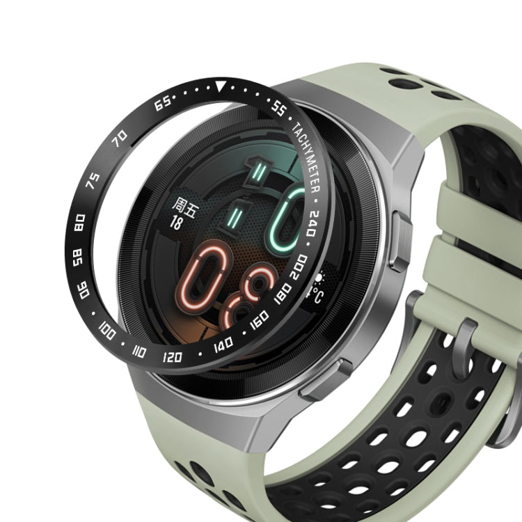 For Huawei Watch GT2e Smart Watch Stainless Steel Bezel Ring, Style:E Version Speed(Black Ring White Lettering)