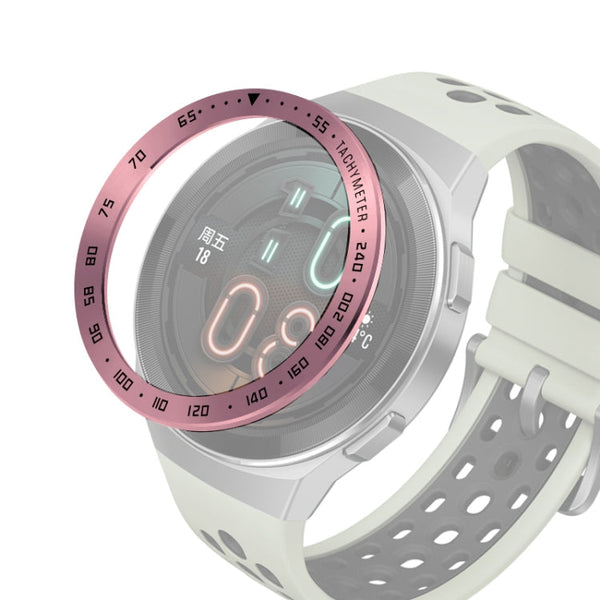 For Huawei Watch GT2e Smart Watch Stainless Steel Bezel Ring, Style:E Version Speed(Rose Pink Ring Black Lettering)