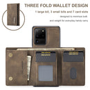 For Samsung Galaxy S20 Ultra DG.MING M1 Series 3-Fold Multi Card Wallet + Magnetic Back Cover Shockproof Case with Holder Function(Coffee)
