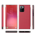 For Xiaomi Redmi Note 10 Pro Carbon Fiber Texture View Time Horizontal Flip Leather Case with Holder & Touch Call Display ID(Red)