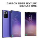 For Xiaomi Redmi Note 10 Pro Carbon Fiber Texture View Time Horizontal Flip Leather Case with Holder & Touch Call Display ID(Red)