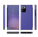 For Xiaomi Redmi Note 10 Pro Carbon Fiber Texture View Time Horizontal Flip Leather Case with Holder & Touch Call Display ID(Blue)