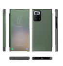 For Xiaomi Redmi Note 10 Pro Carbon Fiber Texture View Time Horizontal Flip Leather Case with Holder & Touch Call Display ID(Green)