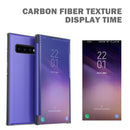 For Samsung Galaxy S10 Carbon Fiber Texture View Time Horizontal Flip Leather Case with Holder & Touch Call Display ID(Black)